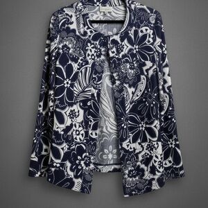 Alfred Dunner NAVY  and WHITE Floral Jacket